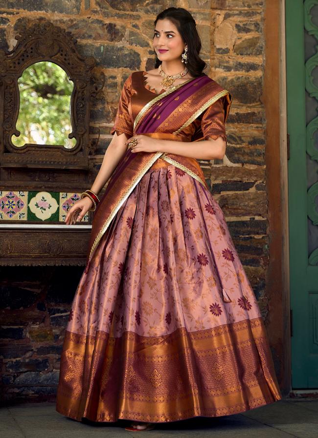 Silk Pink Wedding Wear Weaving Readymade Lehenga Choli